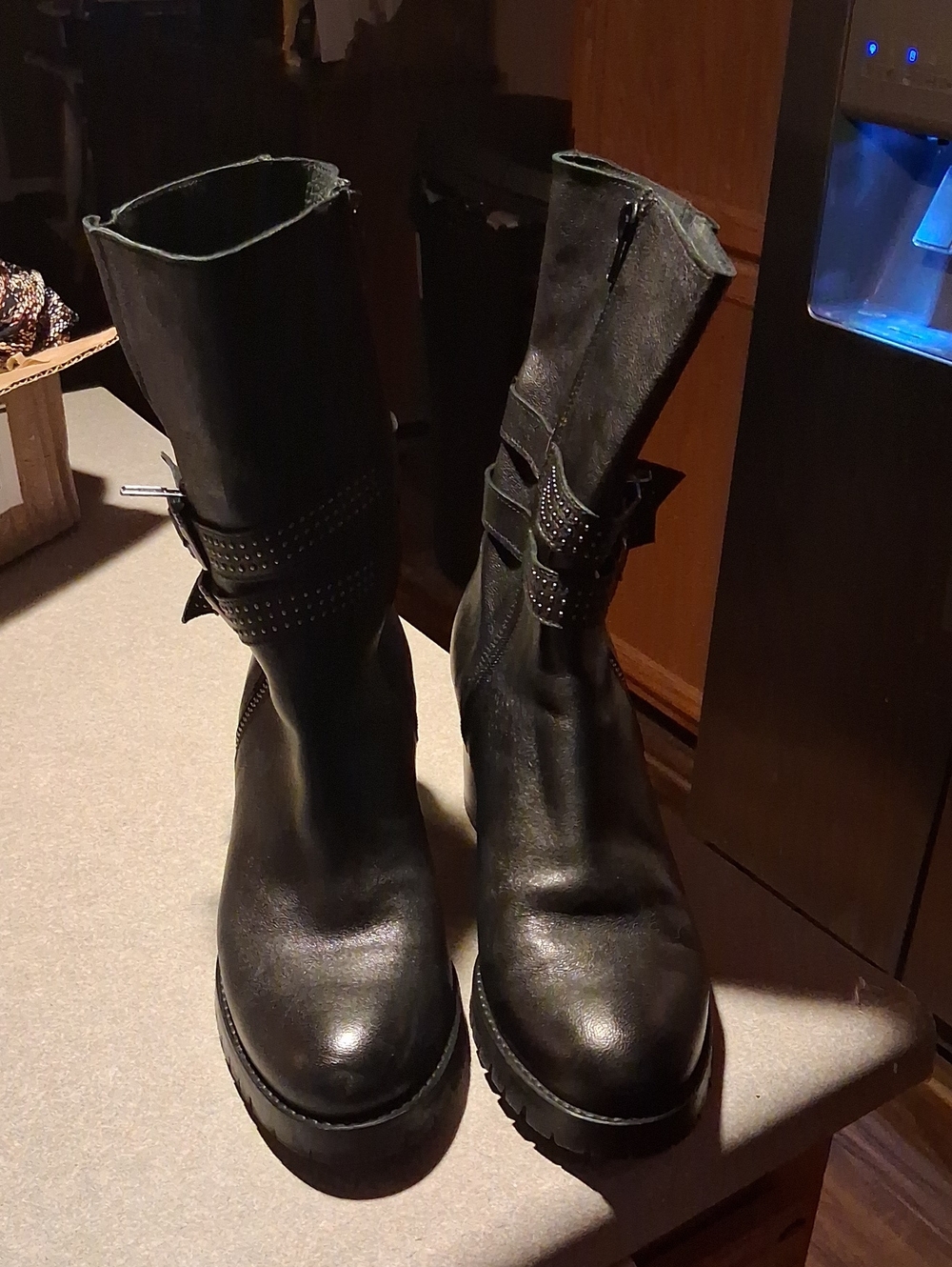 Women's Eric Michael Mariska Mid Calf Black Buckle Detail Boots
